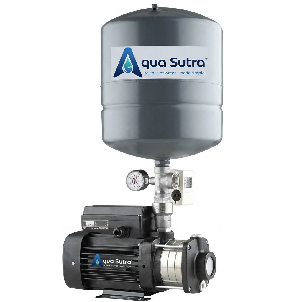 Aqua Sutra pressure booster pump system with horizontal pressure tank for villas and apartments