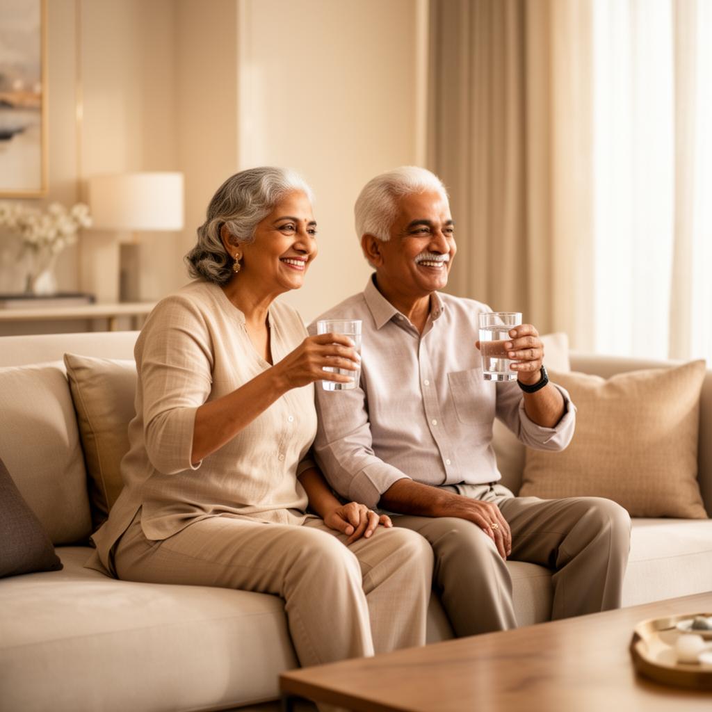 Senior couple enjoying pure water